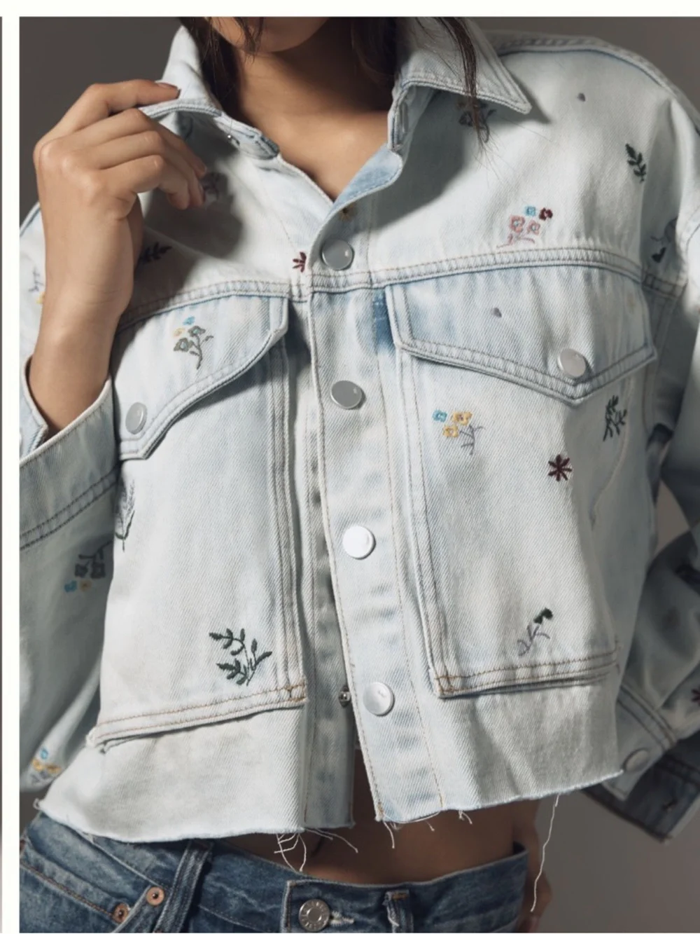 Pilcro Light Blue embroidered Denim Jacket no tag never worn - Picture 2 of 7